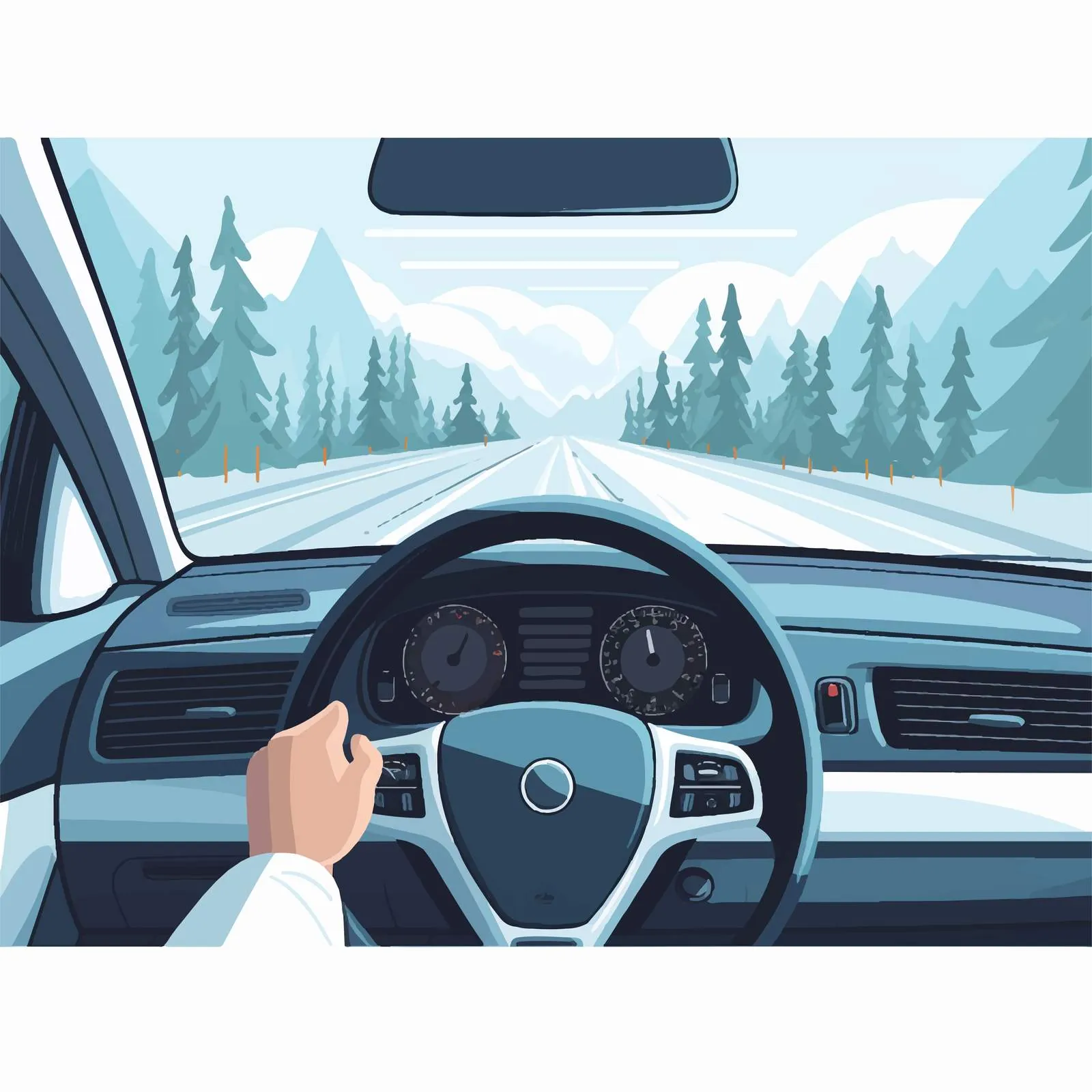 Male Hands Driving Car on Highway Vector Illustration — free download from Dotvec