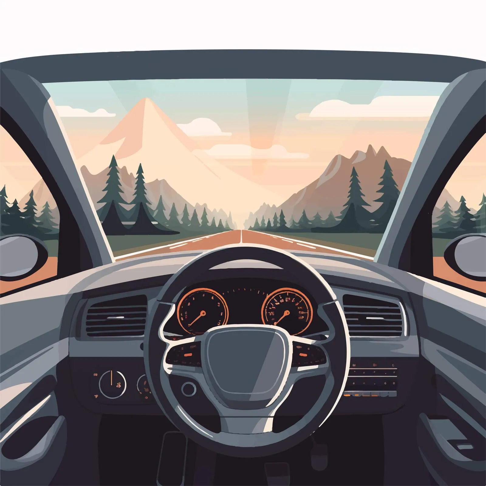 Male Hands Driving Car on Highway Vector — free download from Dotvec