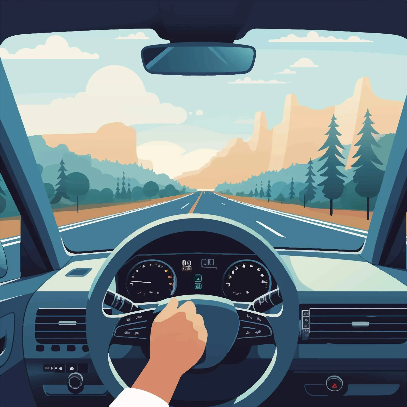 Male Hands Driving Car on Highway Vector — free download from Dotvec