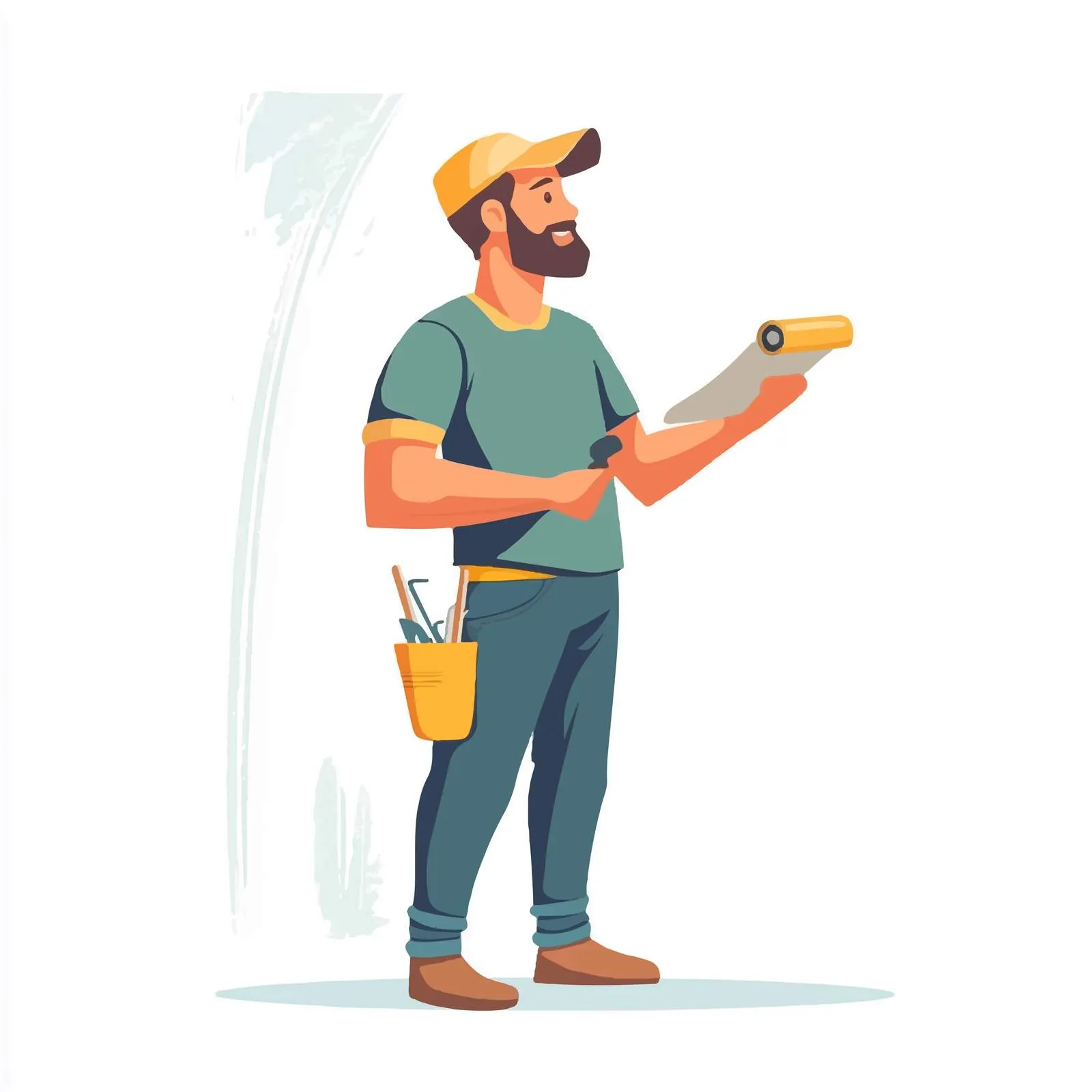 Male Painter Creating Wall Art Vector Illustration — free download from Dotvec