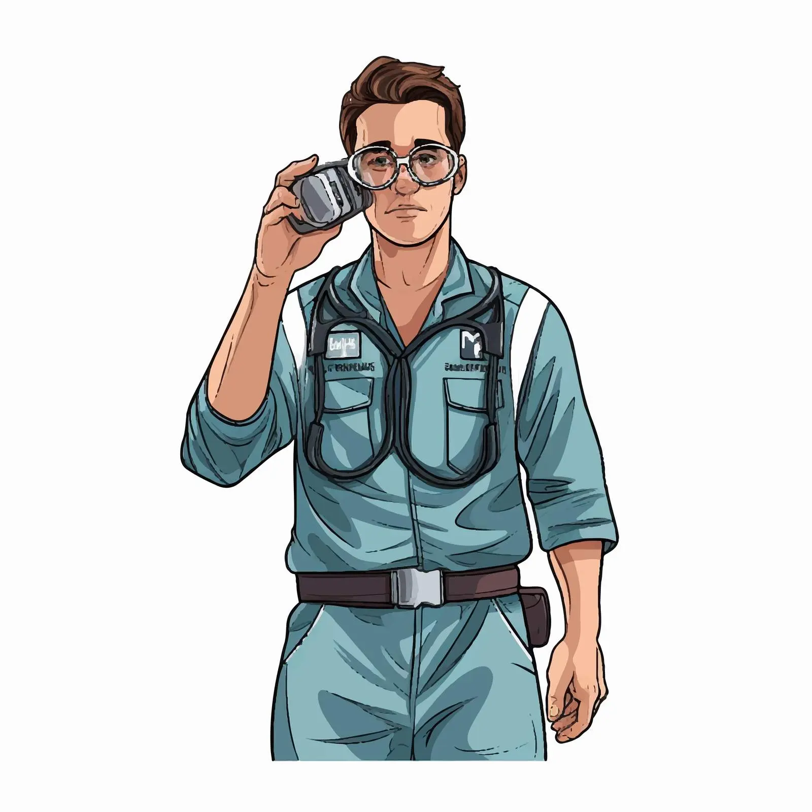 Male Paramedic with Eyeglasses and Loupes Vector – free healthcare illustration image from Dotvec