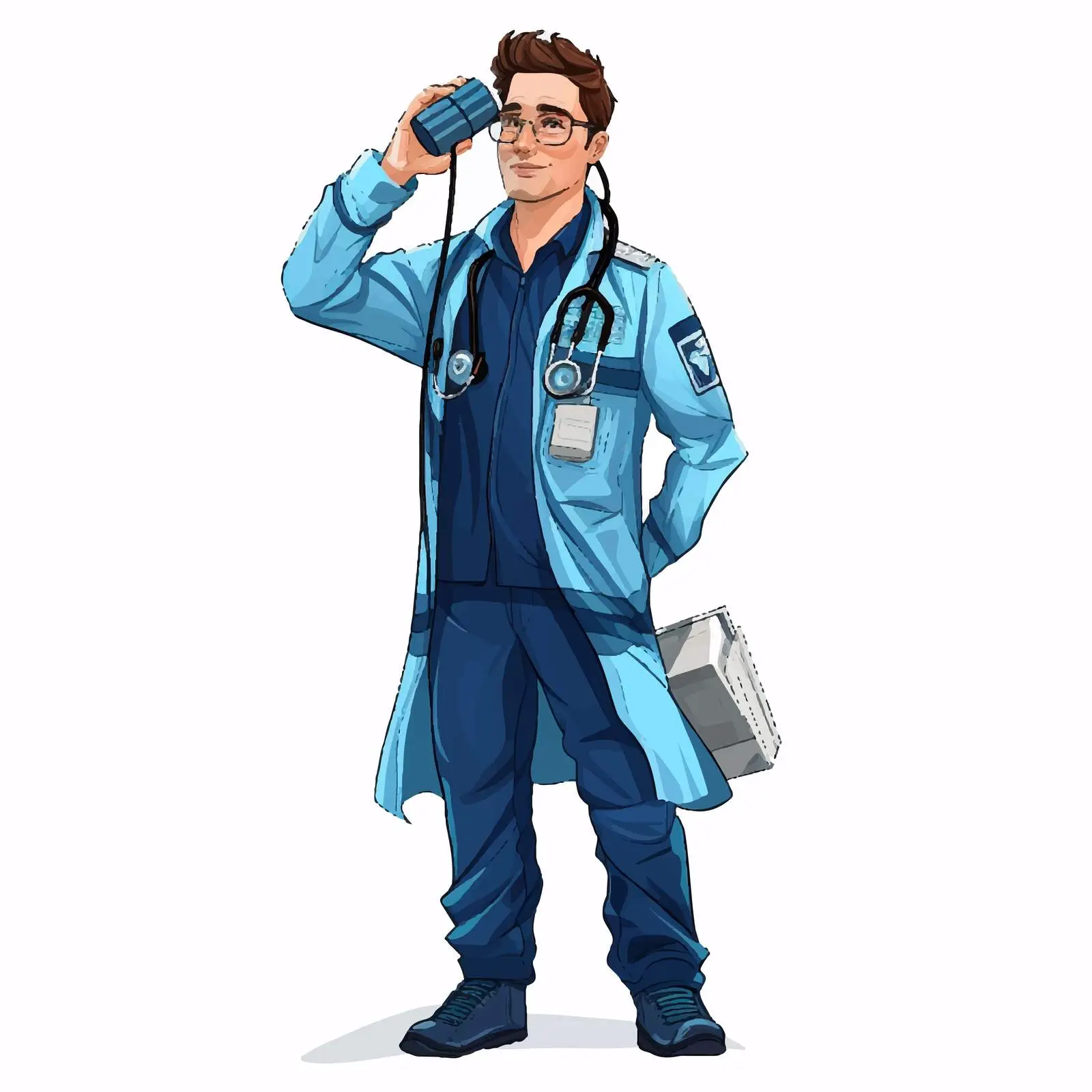 Male Paramedic with Eyeglasses and Binocular Loupes — free download from Dotvec