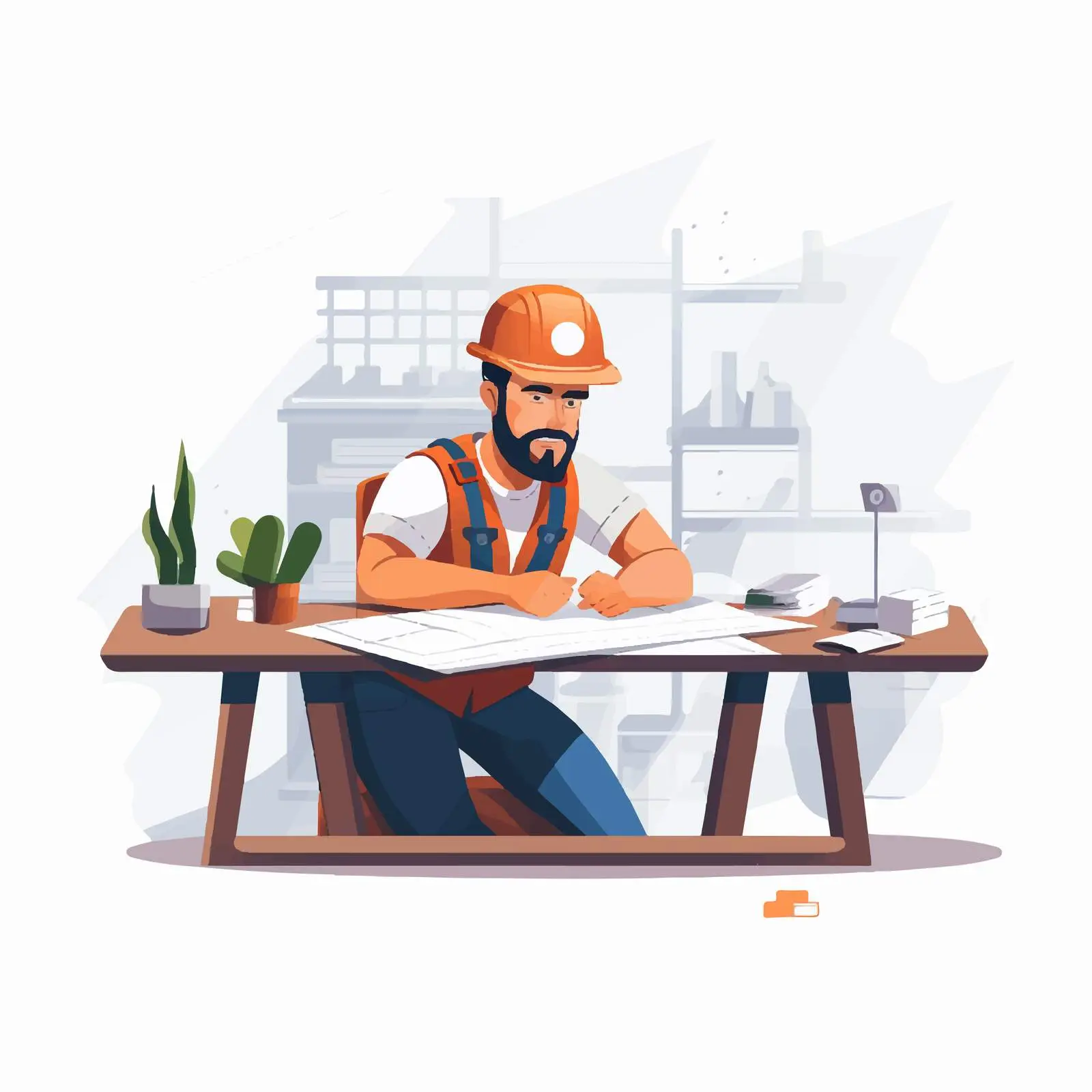 Architect Drawing Construction Plans at Work — free download from Dotvec