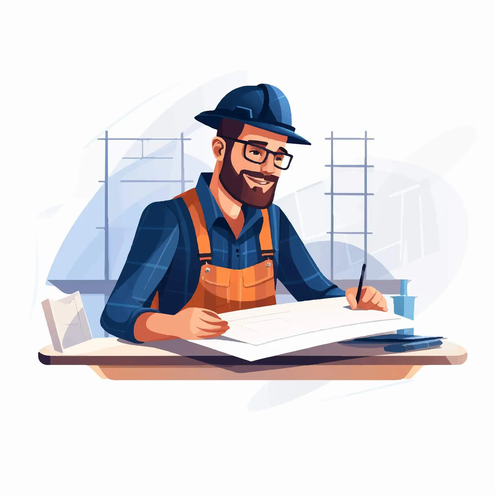 Architect at Work on Construction Plan — free download from Dotvec