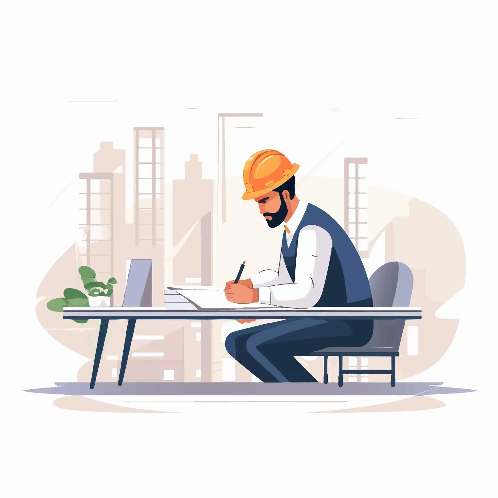 Professional Architect Working on Construction Plans — free download from Dotvec