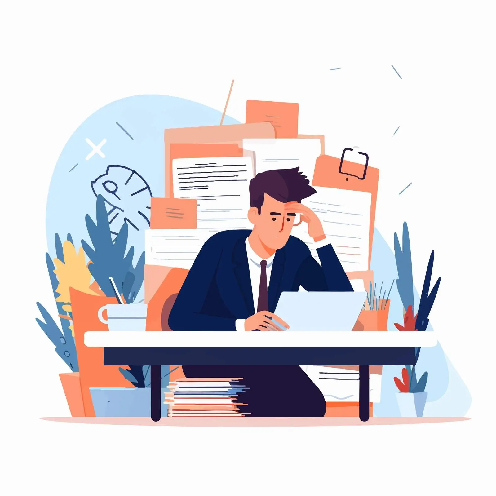 Male Professional Clerk Working at Desk — free download from Dotvec