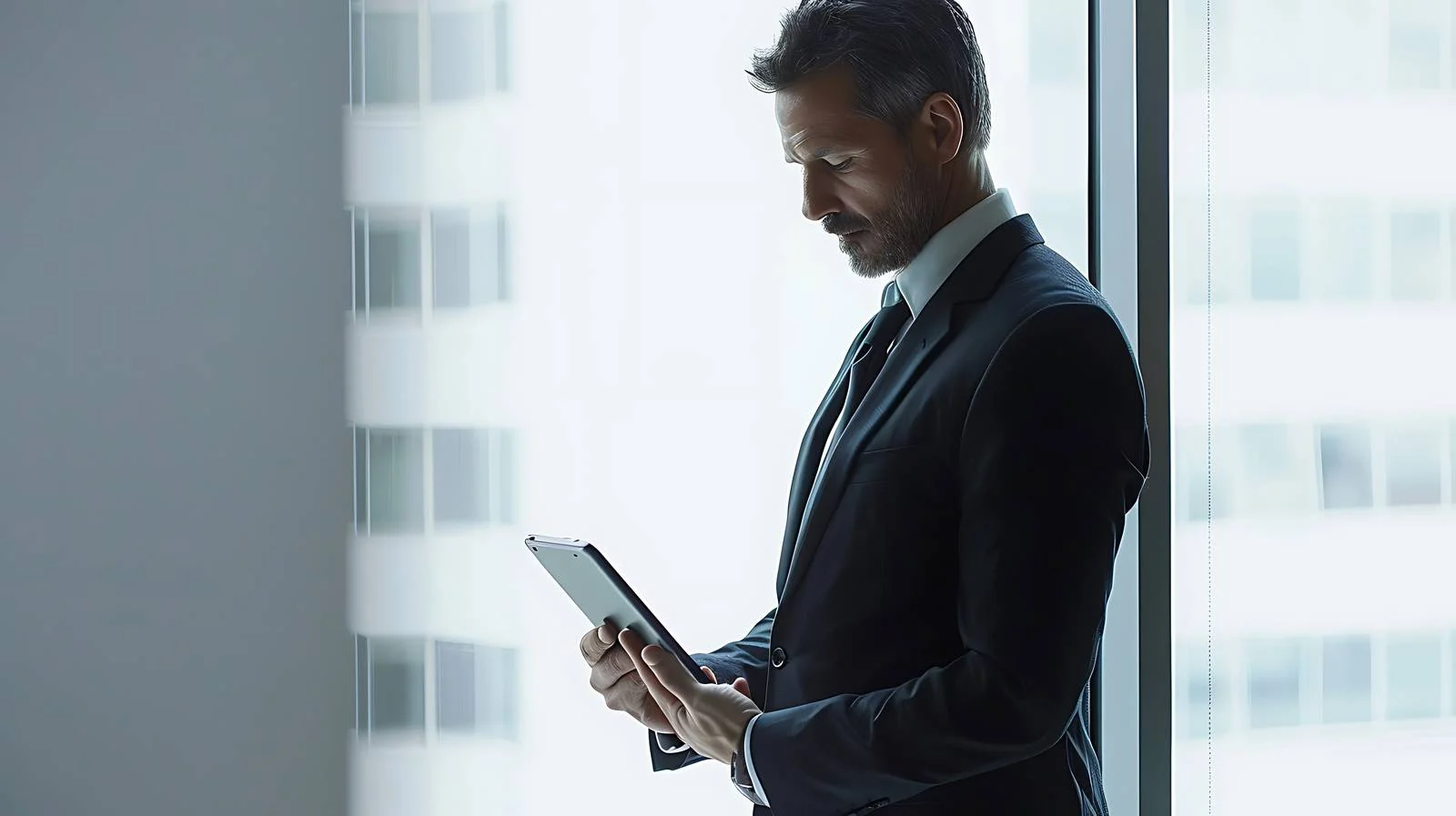 Focused Professional Using Digital Tablet — free download from Dotvec