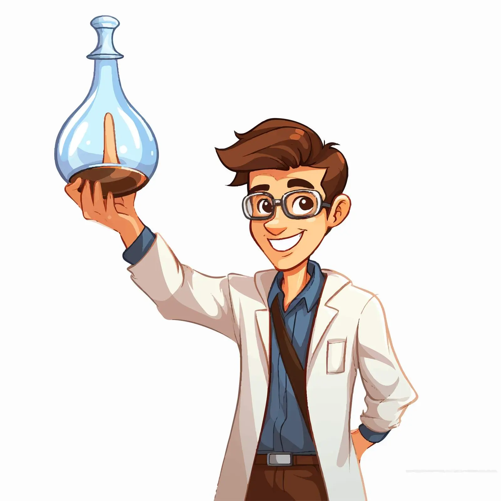 Cartoon Male Student with Conical Flask in Science Class — free download from Dotvec