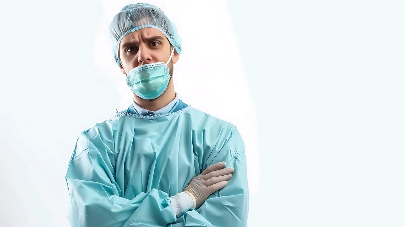 Male Surgeon Gazing at Camera on White Background – free surgical team image from Dotvec