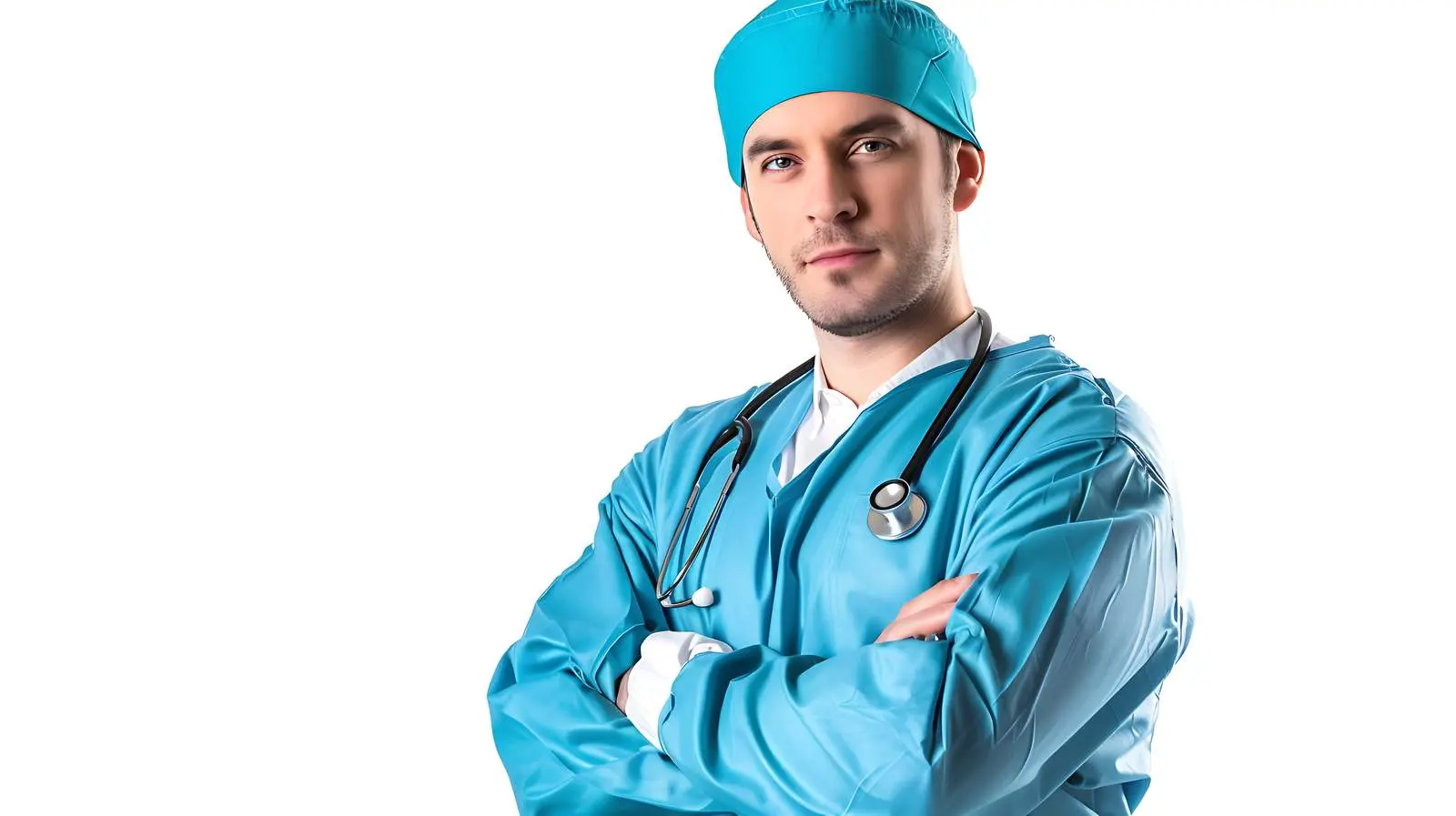 Male Surgeon Portrait on White Background – free surgical team image from Dotvec