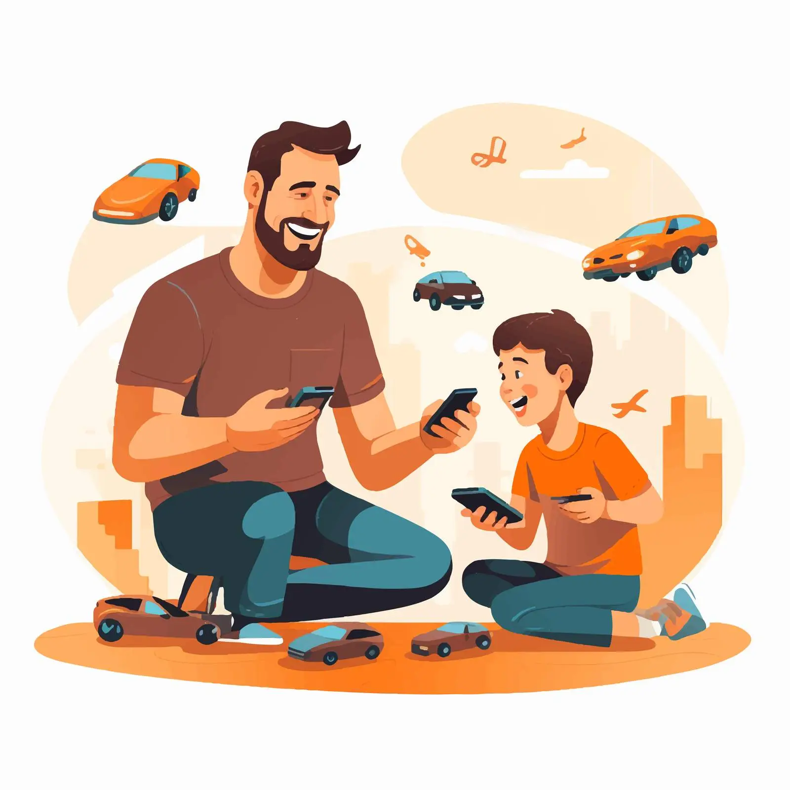 Father and Son Shopping for Toy Car — free download from Dotvec