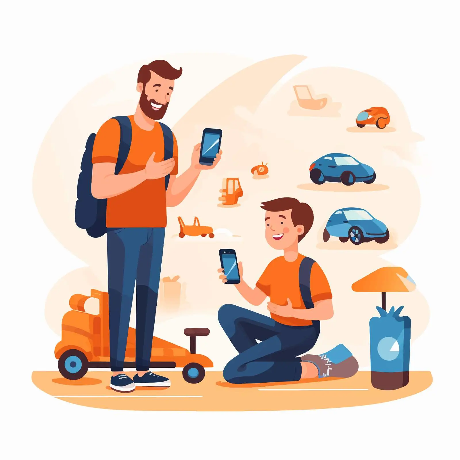 Father and Son Shopping for Toy Car — free download from Dotvec