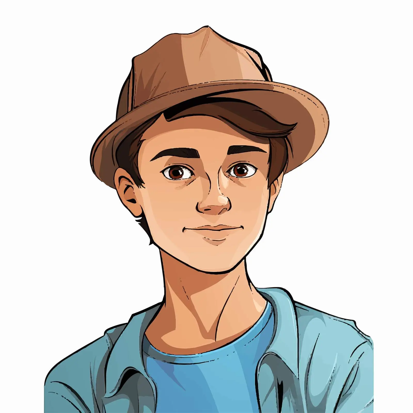 Teen Cartoon Boy with Hat Illustration Vector — free download from Dotvec