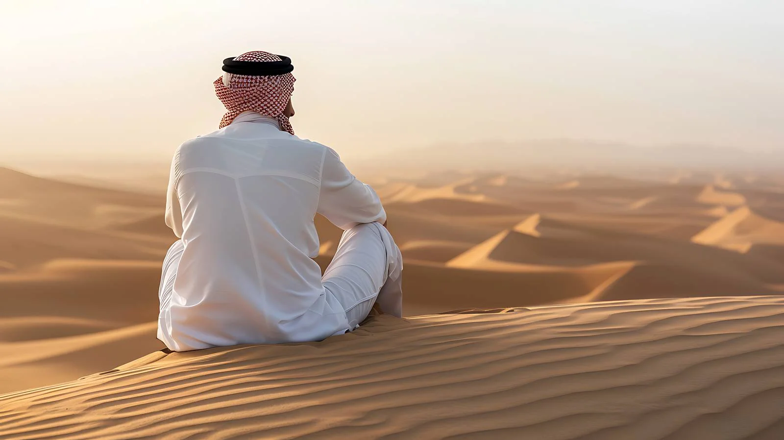 Serene Tourist on Sand Dune — free download from Dotvec