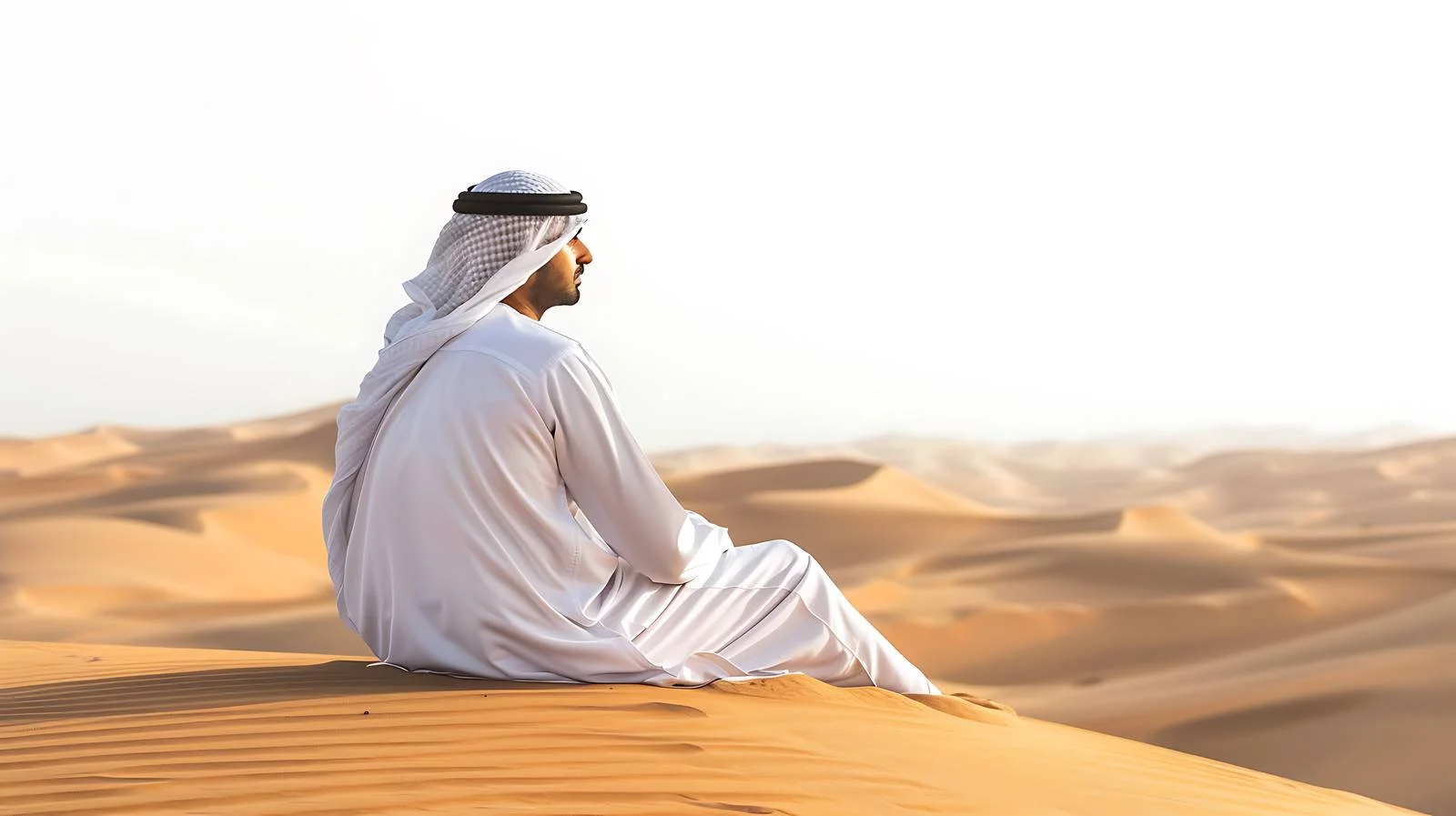 Contemplative tourist on desert dune — free download from Dotvec