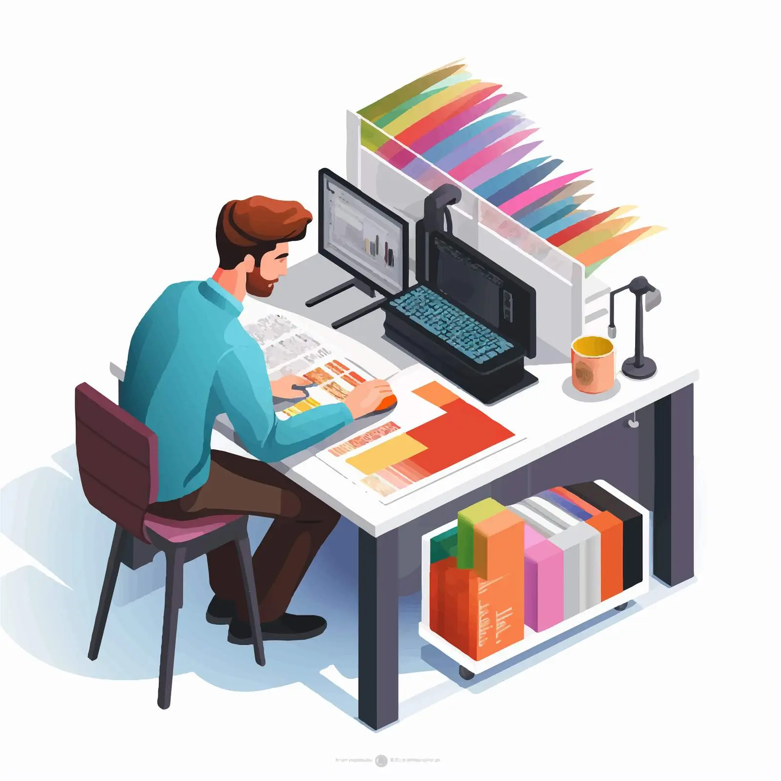 Male Typographer Working at Desk with Palette — free download from Dotvec