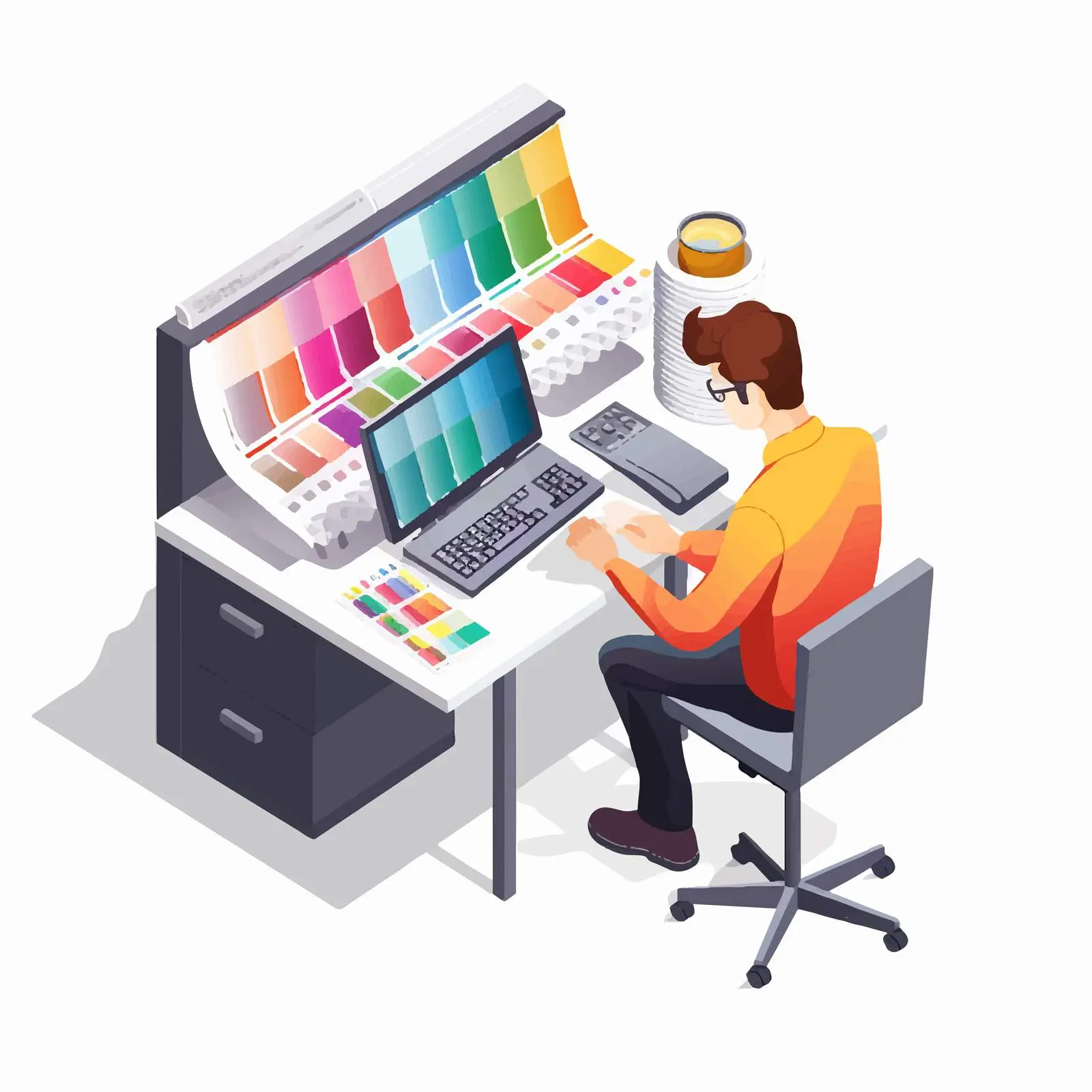 Male Typographer Working with Color Palette – free creative professional image from Dotvec