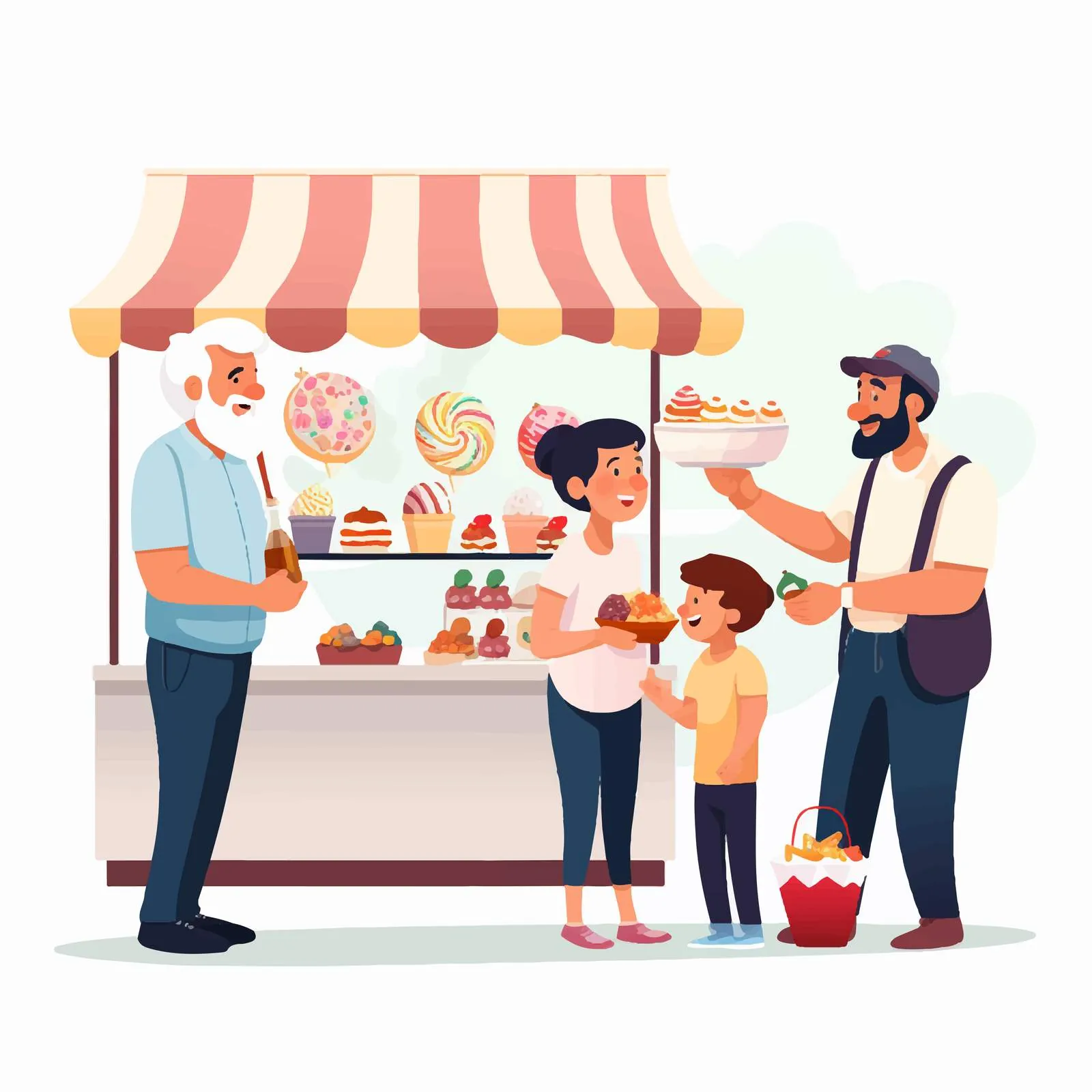 Male Vendor at Candy Booth Illustration – free male vendor image from Dotvec
