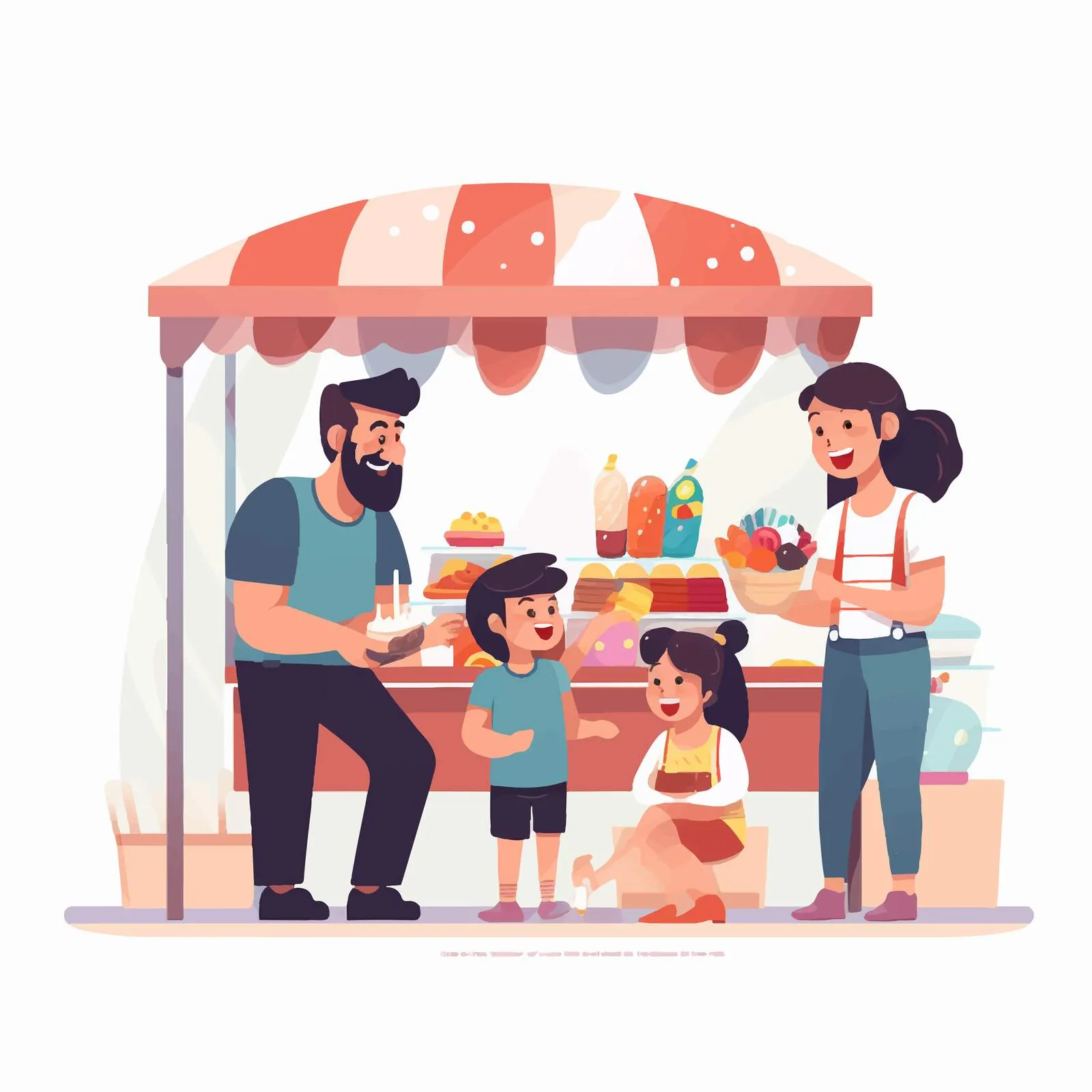 Candy Booth Male Vendor Vector Illustration – free fun fair image from Dotvec