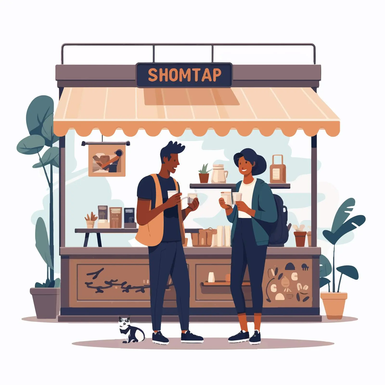 Outdoor Coffee Shop Vendor in Urban Setting – free cafe vibes image from Dotvec