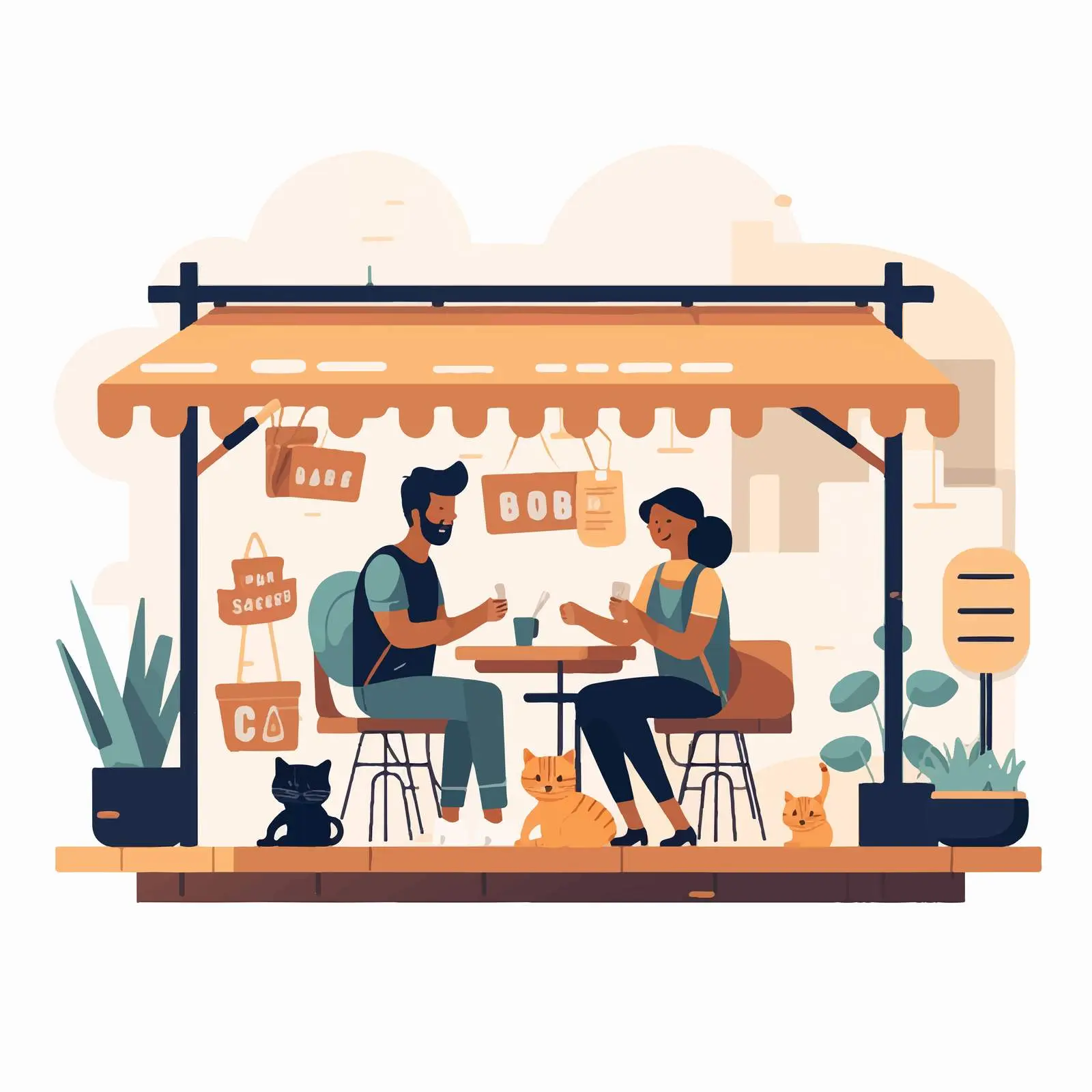 Male Vendor at Outdoor Coffee Shop in City — free download from Dotvec