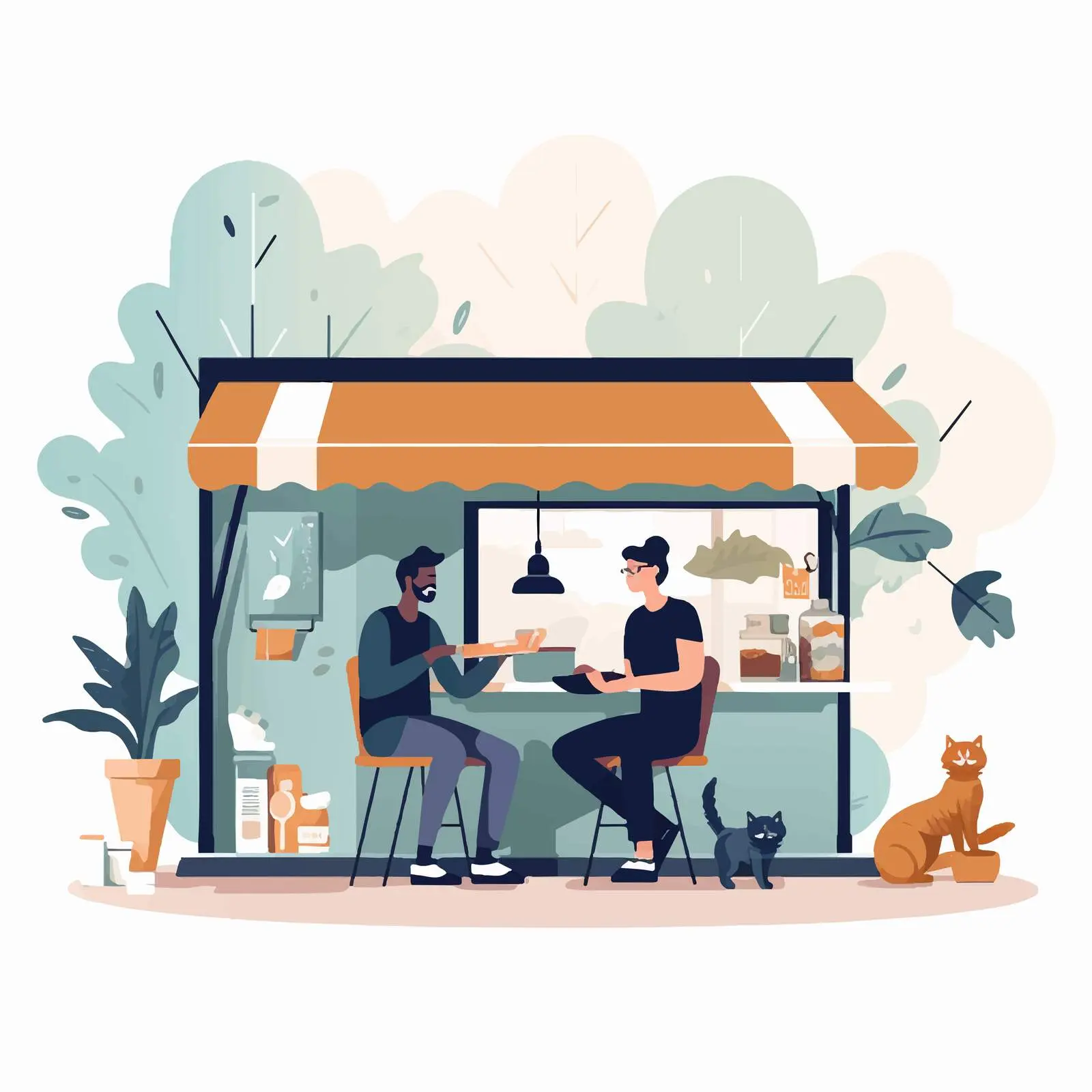 Male Vendor at Outdoor Coffee Shop – free outdoor seating image from Dotvec