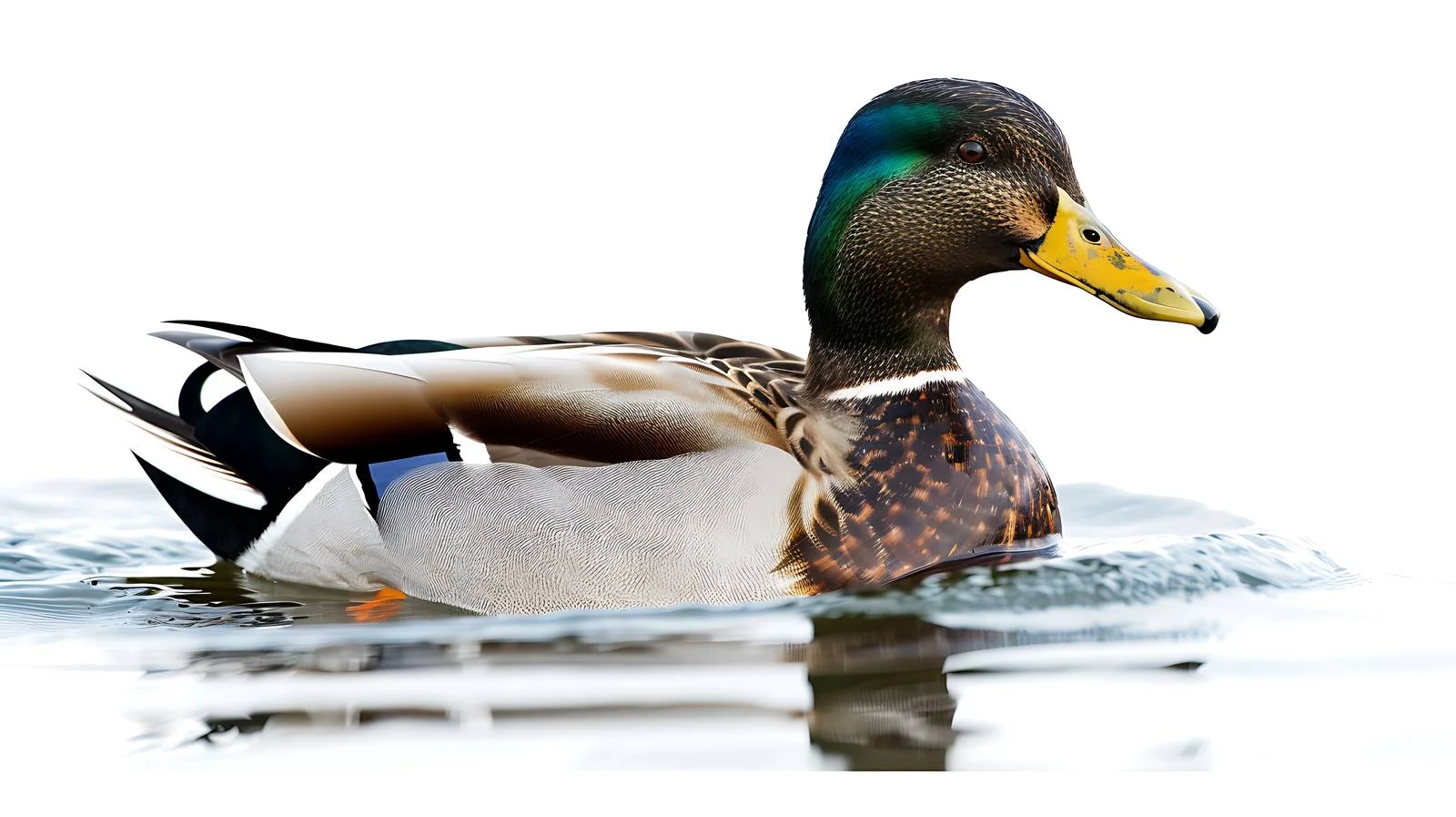 Mallard Duck Swimming River Isolated Image — free download from Dotvec