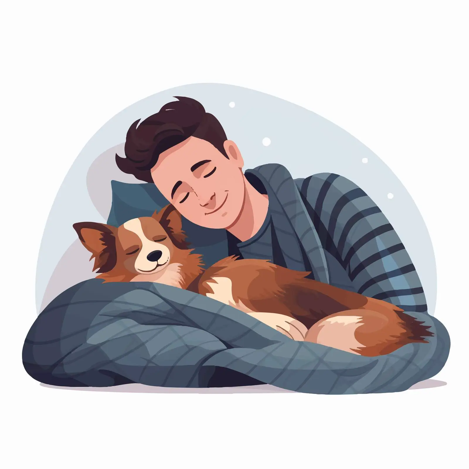 Man and Cute Dog Sleeping in Bed Together — free download from Dotvec