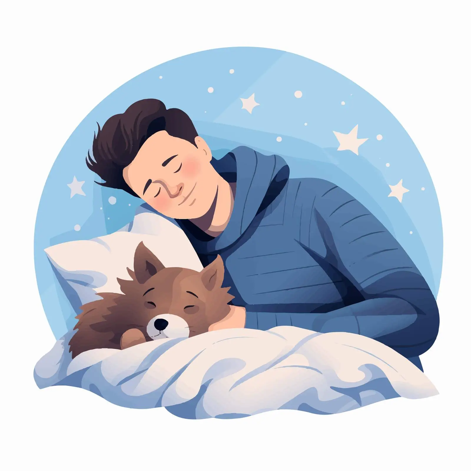 Person and Dog Sleeping Together in Bed — free download from Dotvec