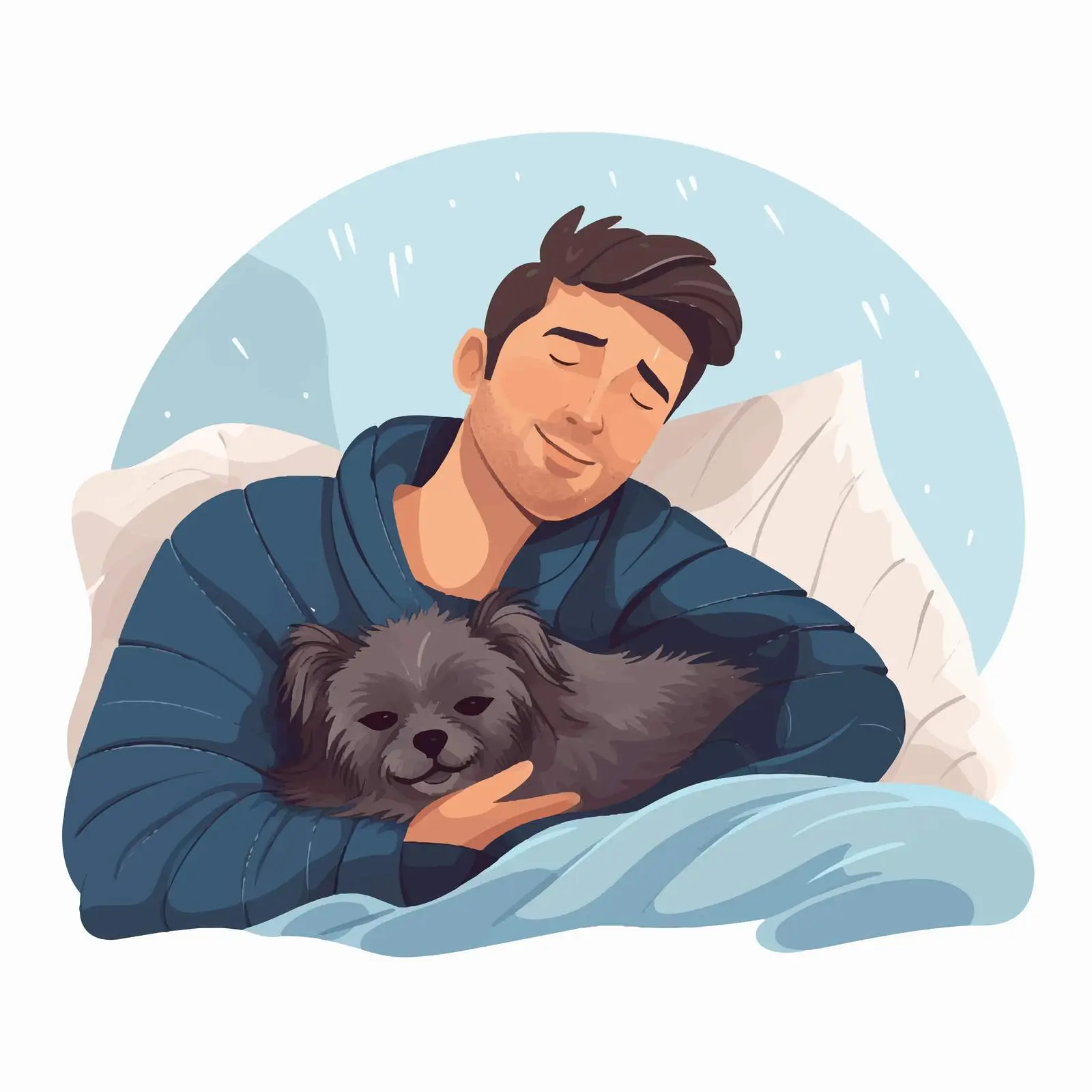 Man and Dog Sleeping Together in Bed — free download from Dotvec