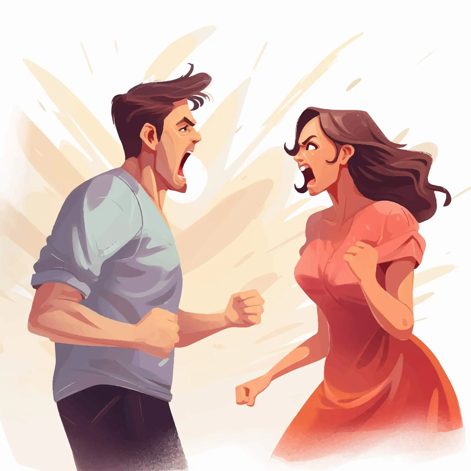 Angry Couple Vector Cartoon Illustration – free disagreement image from Dotvec