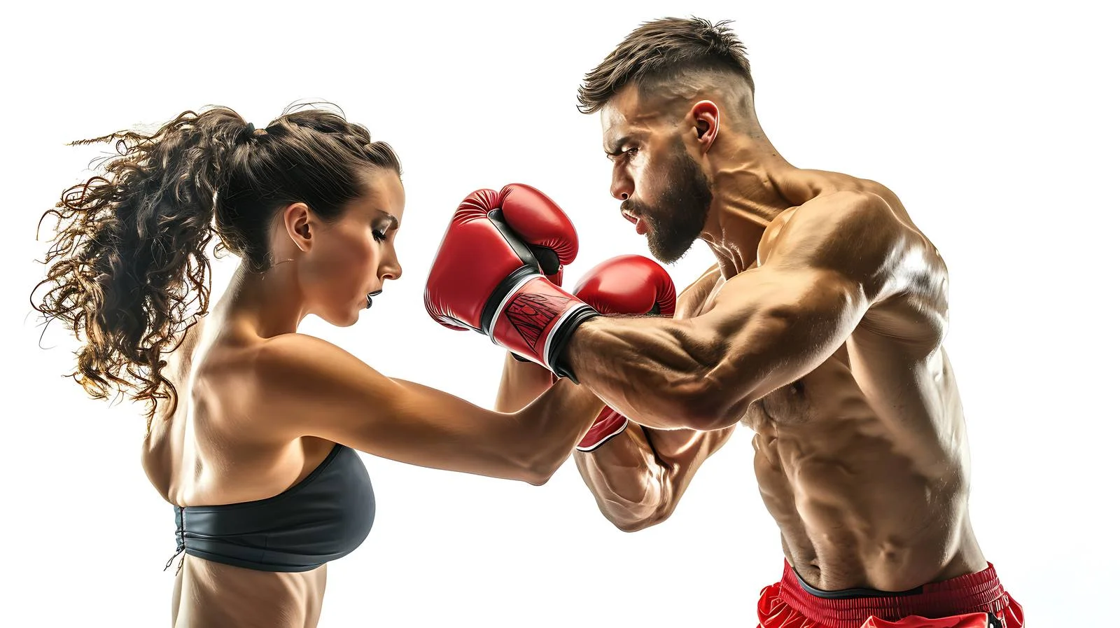 Boxing Couple Training Isolated on White — free download from Dotvec