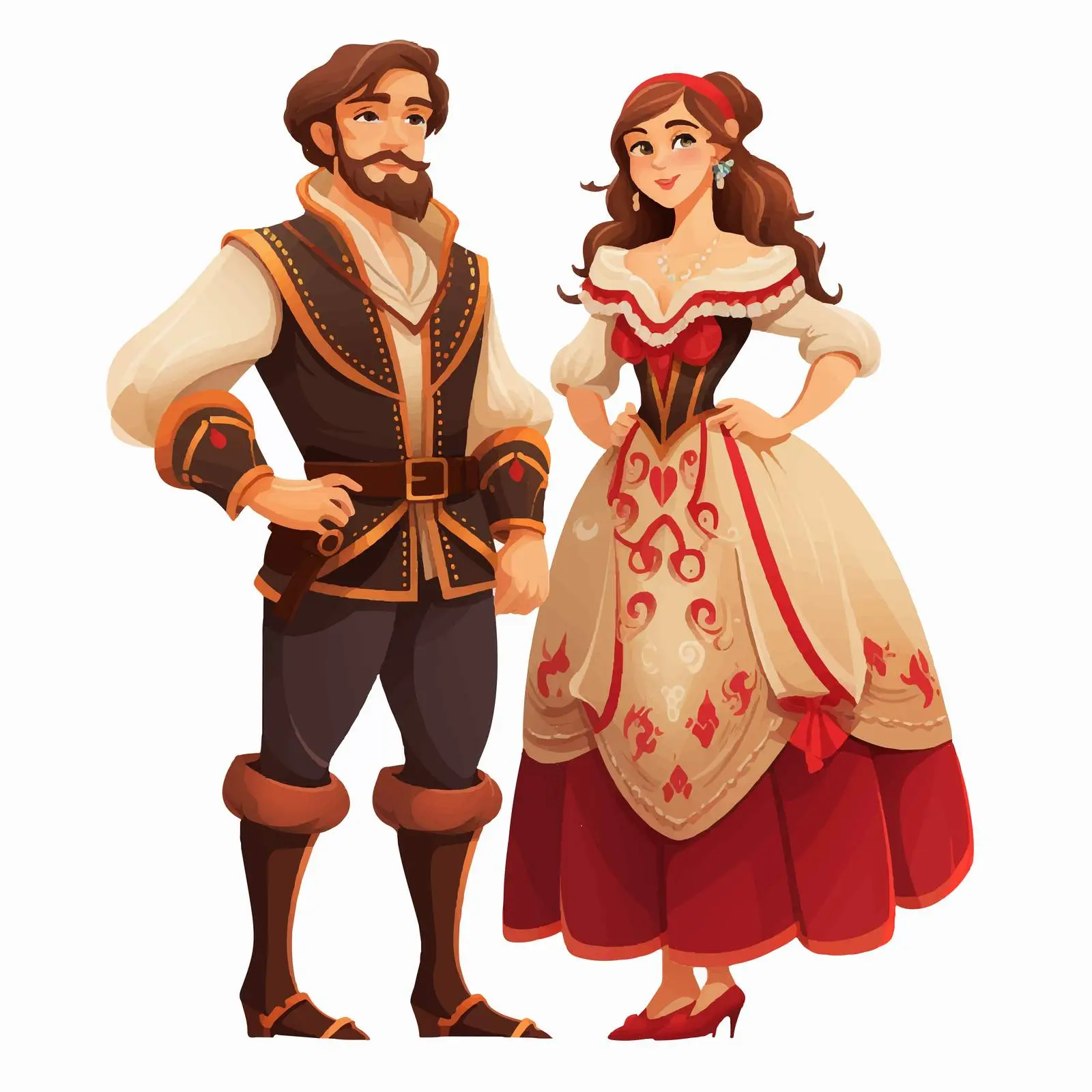 Man and Woman in Traditional Costumes Vector — free download from Dotvec
