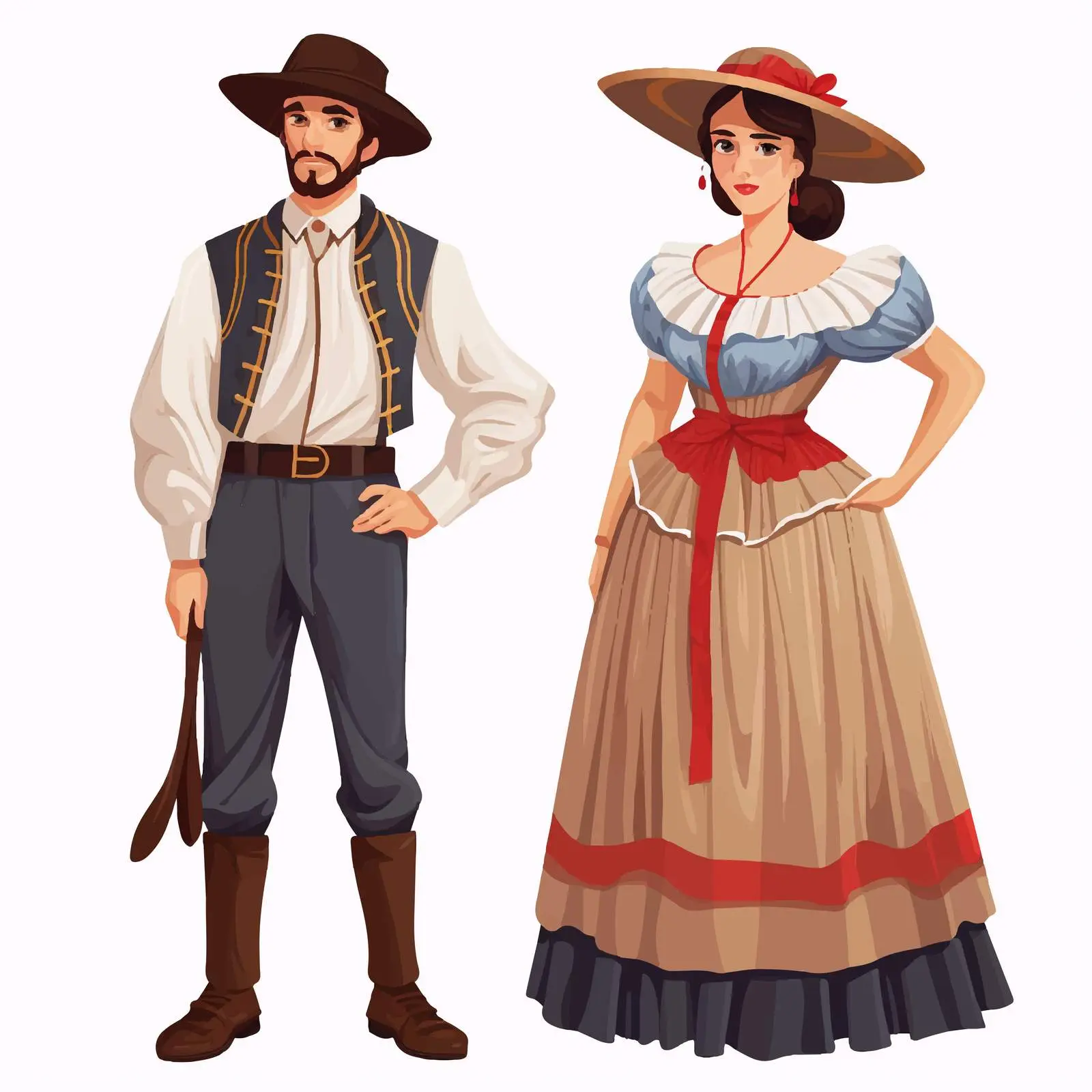Traditional Costumes: Man and Woman Cartoon Vector — free download from Dotvec