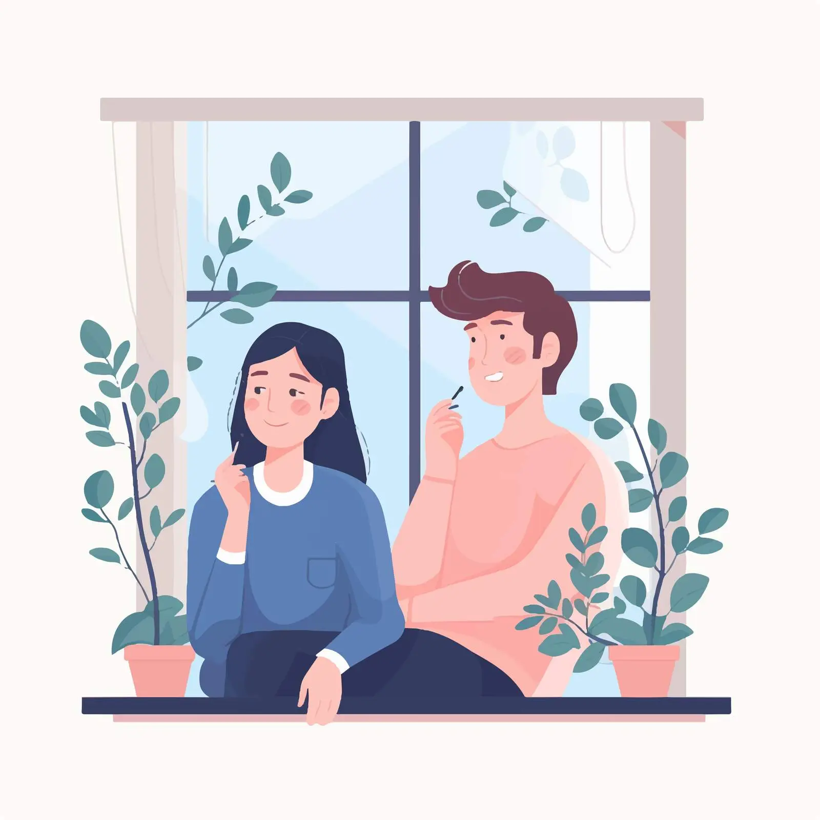 Couple Enjoying Fresh Air by the Window – free connectedness image from Dotvec