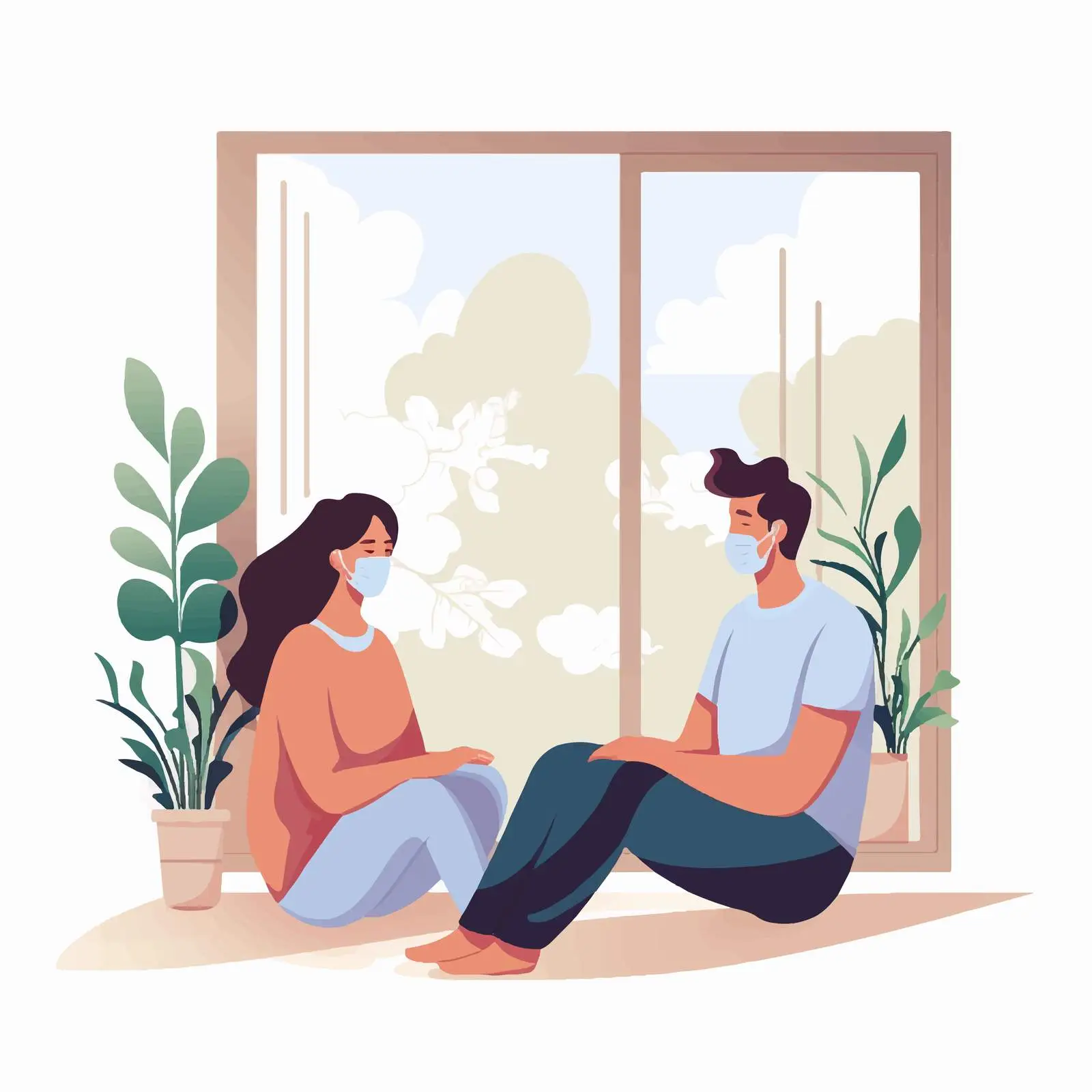Couple Enjoying Fresh Air by Window — free download from Dotvec