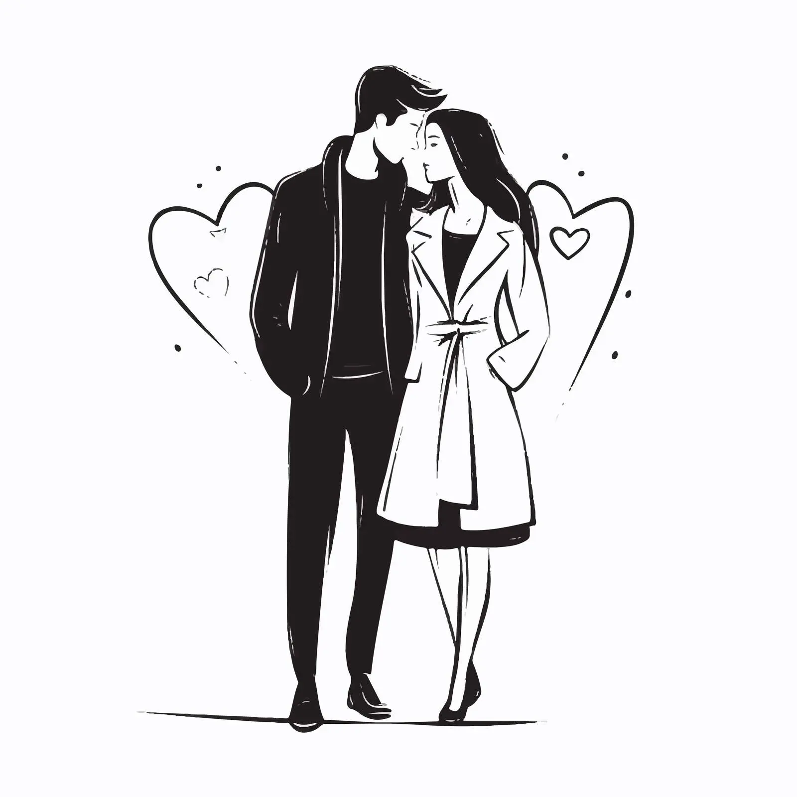 Couple in Love One Line Fashion Outline — free download from Dotvec