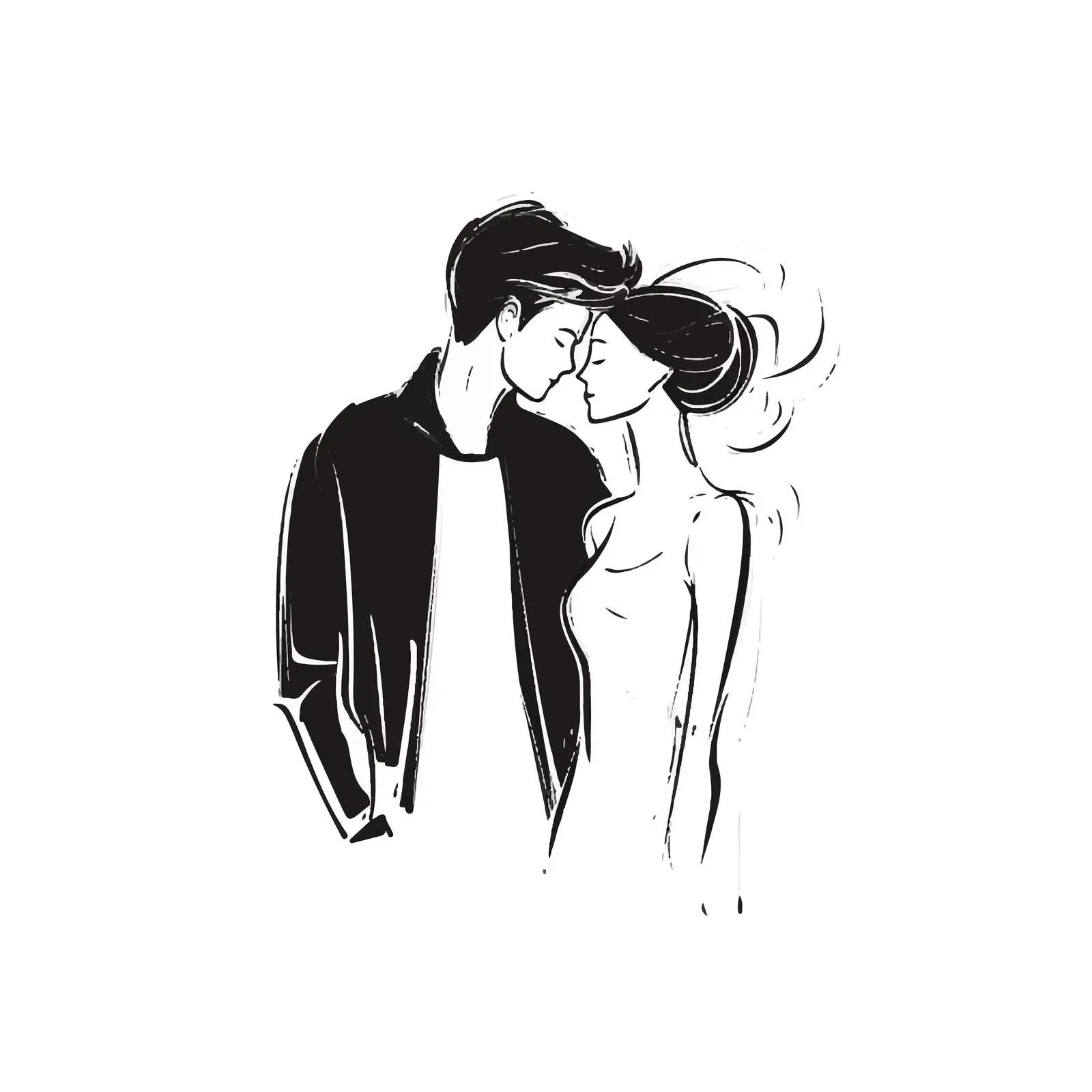 Elegant Outline Drawing of Loving Couple — free download from Dotvec