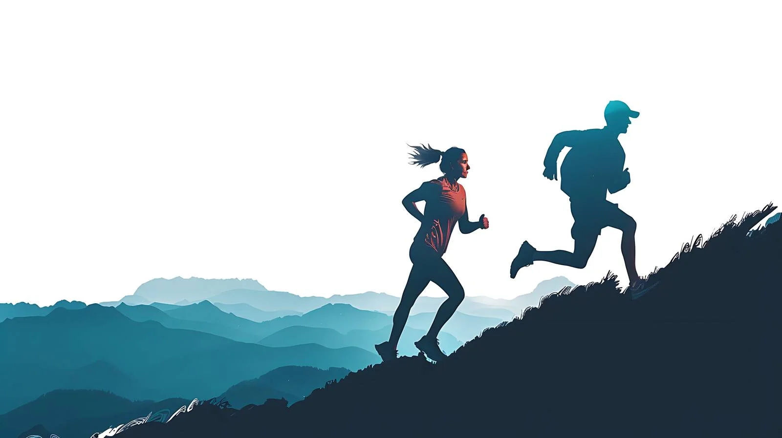 Active Couple Climbing Mountain — free download from Dotvec