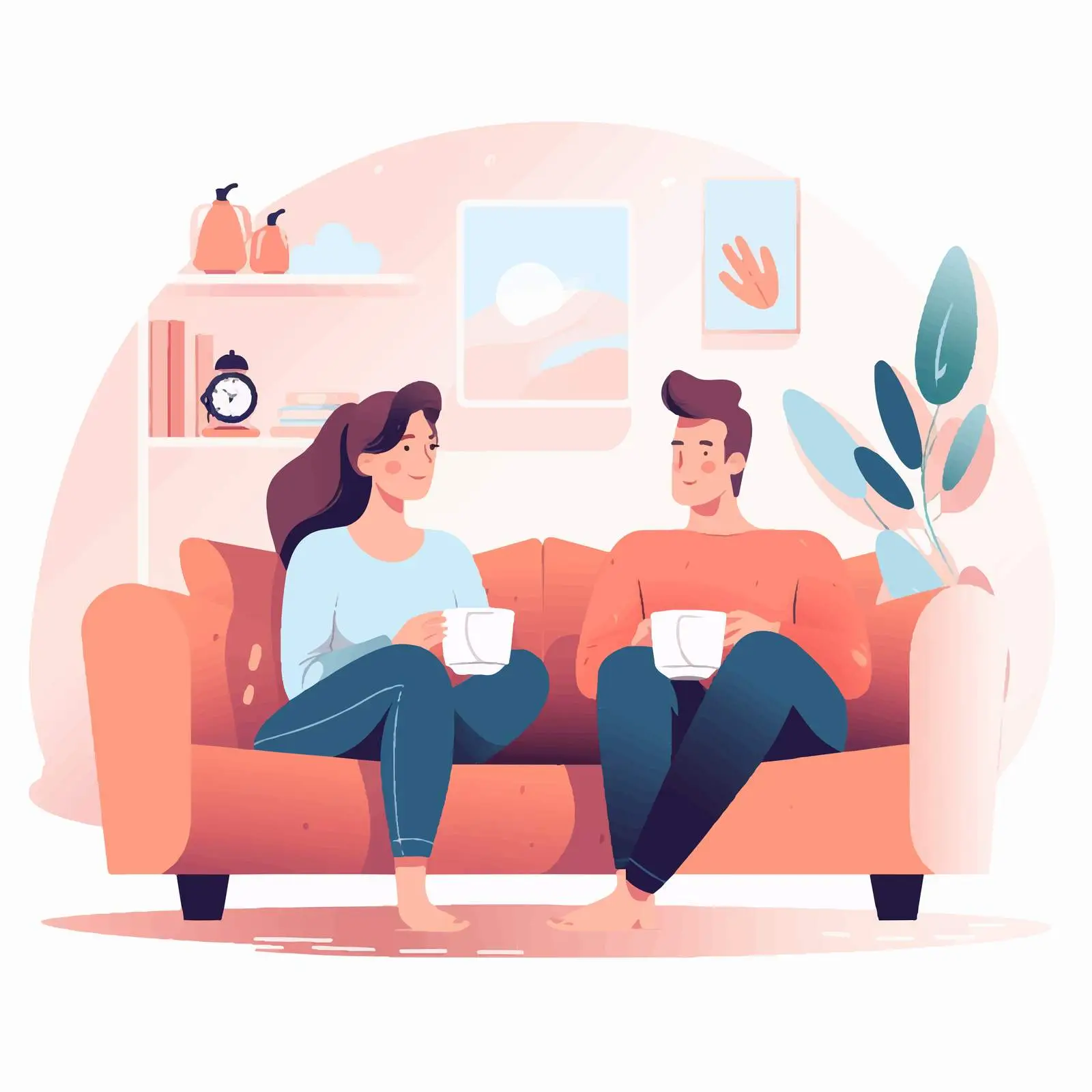 Couple Relaxing Together on Comfortable Sofa — free download from Dotvec