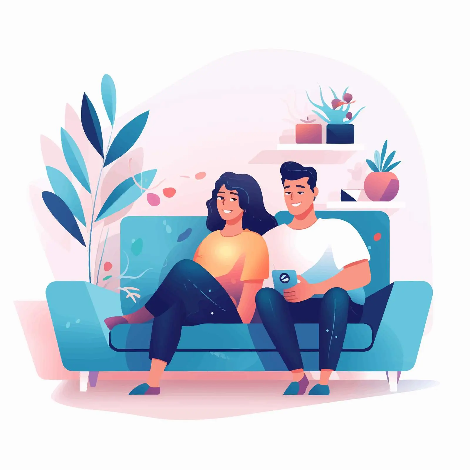 Couple Relaxing on Comfortable Sofa — free download from Dotvec