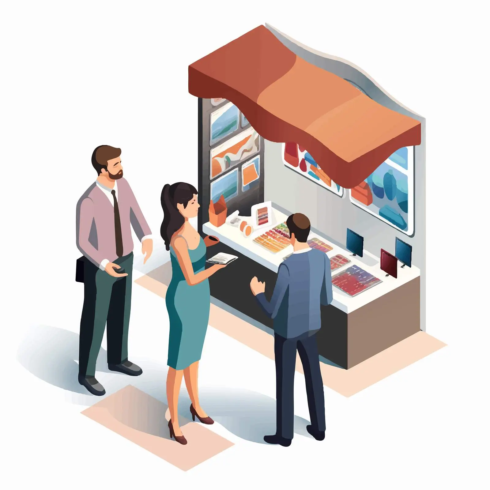 Man and Woman at Commercial Promo Stand — free download from Dotvec