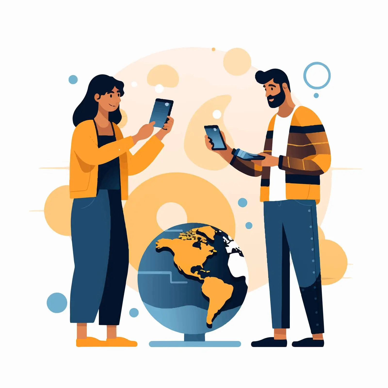 Visitors Capturing Earth Model with Smartphone — free download from Dotvec