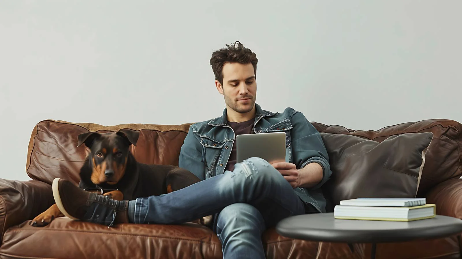 Relaxing Moment with Technology and Pet — free download from Dotvec