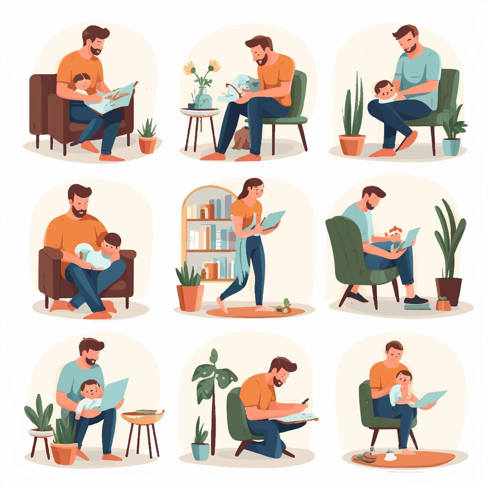 Man on Maternity Leave Vector Illustration – free maternity leave image from Dotvec