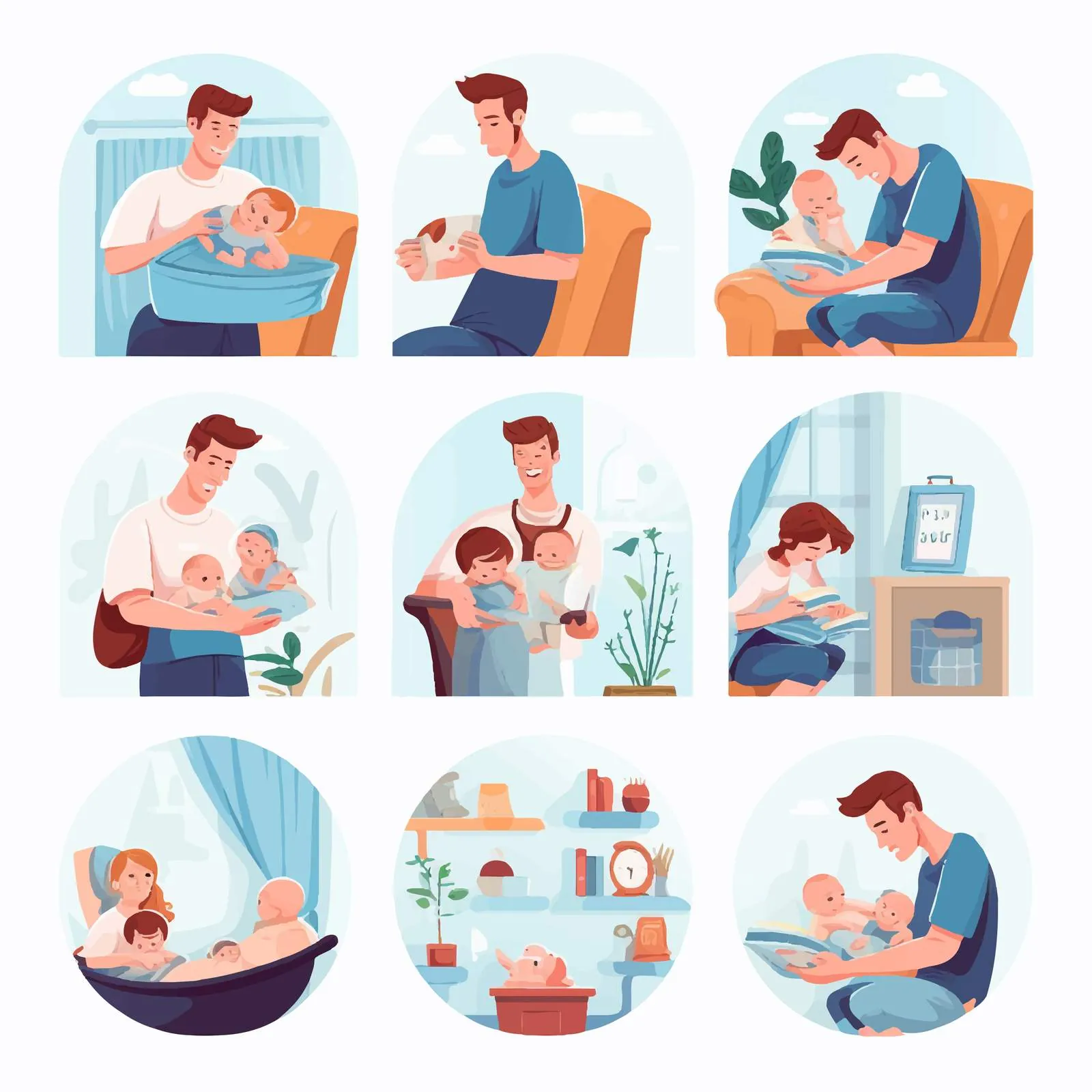 Man on Maternity Leave Vector Illustration — free download from Dotvec