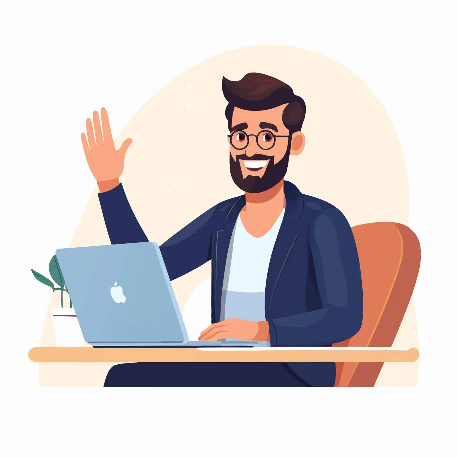 Happy Employee Working at Office Desk with Laptop — free download from Dotvec