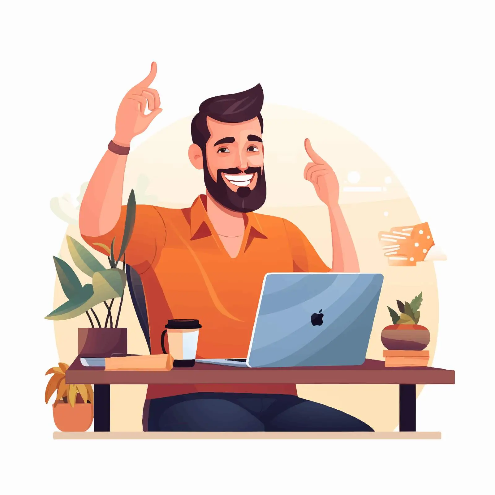 Happy Employee Working Online at Office Desk — free download from Dotvec