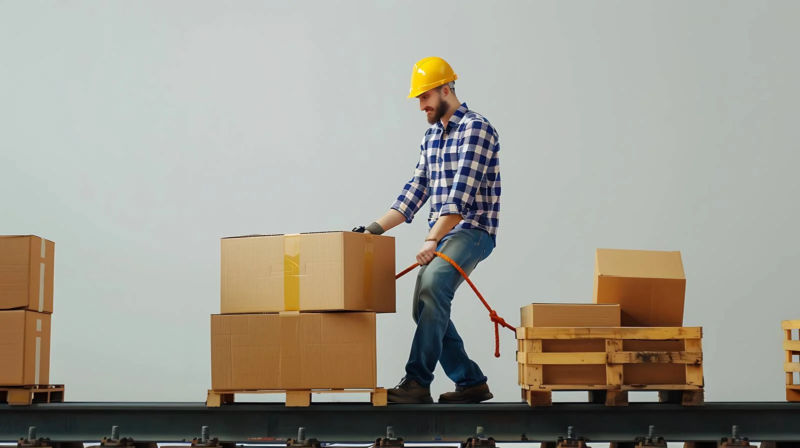 Industrial Box Organization by Man at Tugger Train — free download from Dotvec