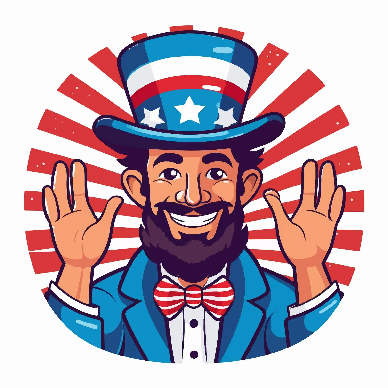 USA Themed Cartoon Avatar with Flag and Hat — free download from Dotvec